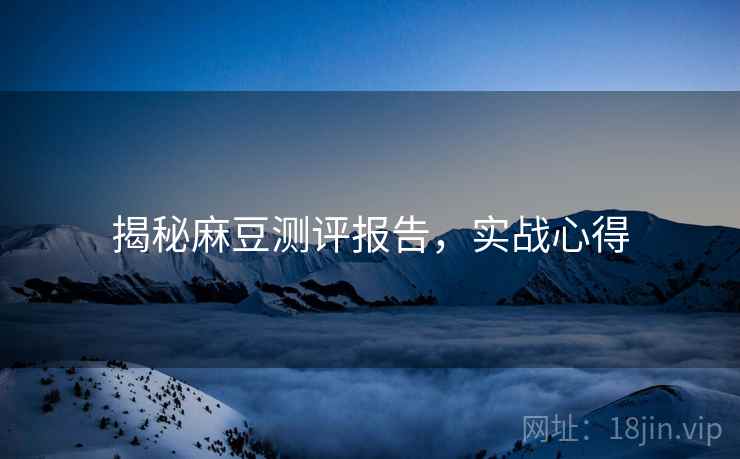 揭秘麻豆测评报告，实战心得