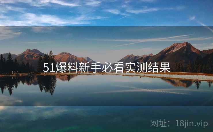 51爆料新手必看实测结果